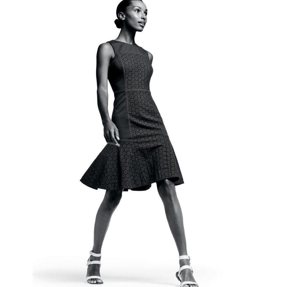 J. Crew Collection Black Paneled Eyelet Dress